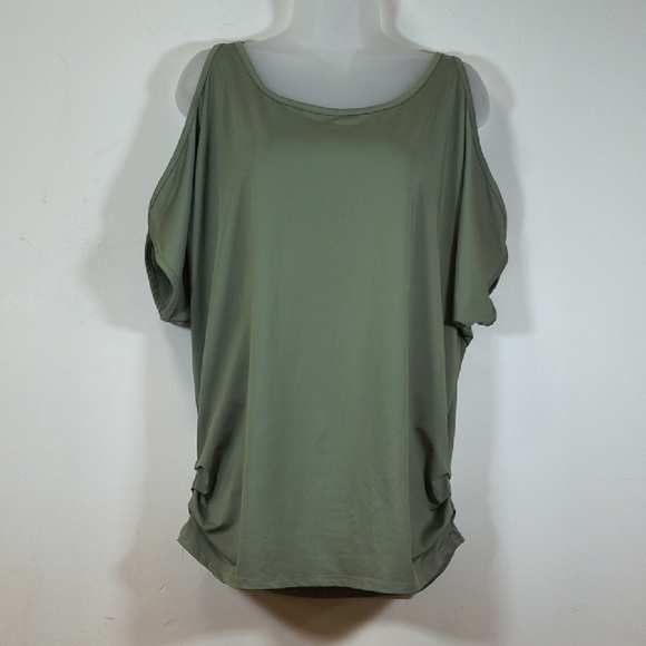 Miselon Women's  Green Cold Shoulder Top , Size XL - Picture 1 of 8